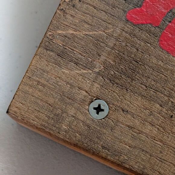 Wooden plank hand painted signed Christmas Tree Truck rustic Primitive hanging - Picture 7 of 8